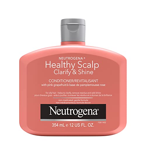 Neutrogena Exfoliating Healthy Scalp Clarify & Shine Conditioner for Oily Hair and Scalp, Anti-Residue Conditioner with Pink Grapefruit, Paraben & Phthalate-Free, Color-Safe, 354 ml.