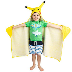 Franco Kids Bath and Beach Super Soft Cotton Hooded Towel Wrap, 24 in x 50 in, Pokemon