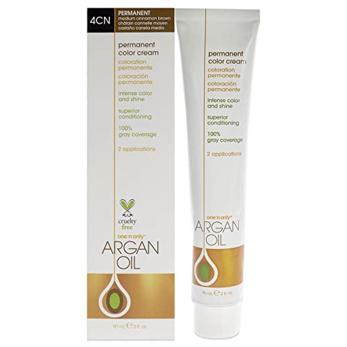 One n Only Argan Oil Permanent Color Cream - 4CN Medium Cinnamon Brown Hair Color Unisex 3 oz