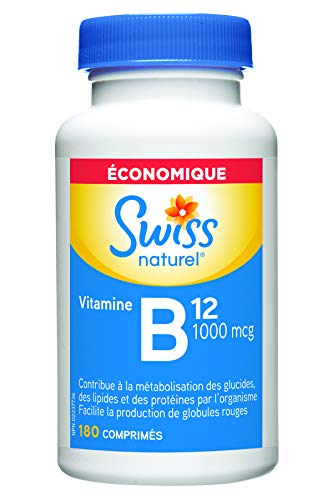 Swiss Natural Vitamin B12 (Cobalamin) 1000mcg | 180 Tablets | Helps metabolize carbohydrates, fats and proteins