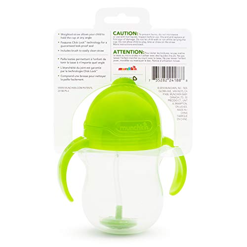 Munchkin 1 Pack 7oz Click Lock Weighted Flexi Straw Cup/Green