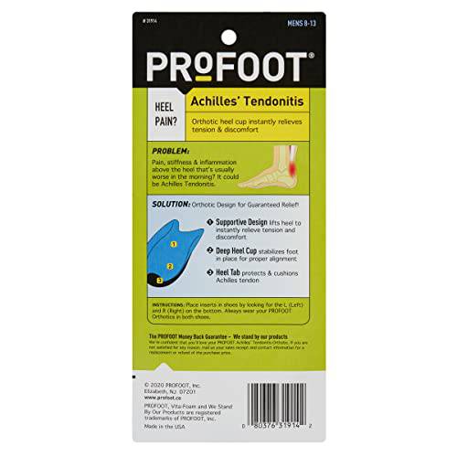 ProFoot Achilles Tendonitis Men's Orthotic Heel Cup, 1 ea