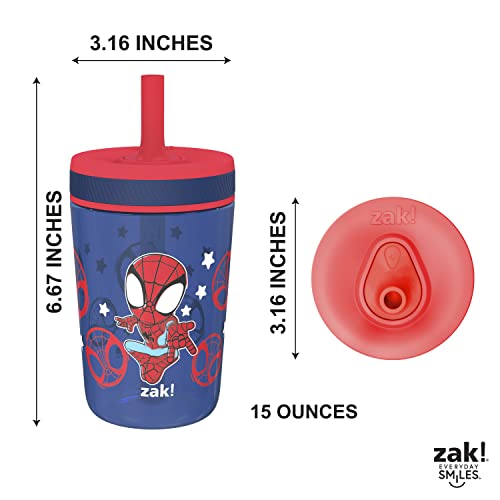 Zak Designs Marvel Spider-Man Kelso Toddler Cups for Travel or at Home, 15oz 2-Pack Durable Plastic Sippy Cups with Leak-Proof Design is Perfect for Kids (Spidey and His Amazing Friends)
