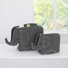 Little Love by NoJo Grey Felt Elephant Shaped Nursery Storage Caddys, Grey, Grey Elephant (3038362)