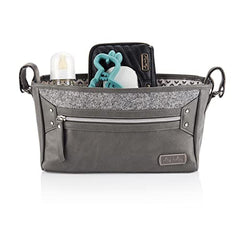 Itzy Ritzy Adjustable Stroller Caddy – Stroller Organizer Featuring Two Built-in Pockets, Front Zippered Pocket and Adjustable Straps to Fit Nearly Any Stroller, Grayson, CAD5001