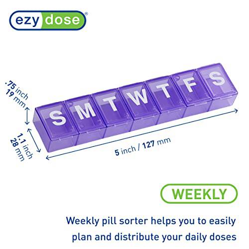 EZY DOSE Weekly (7-Day) Pill Organizer, Vitamin Planner, and Medicine Box, Medium Compartments, Purple