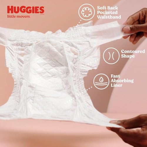 HUGGIES Diapers Size 4 - Huggies Little Movers Disposable Baby Diapers, 22ct, Jumbo Pack