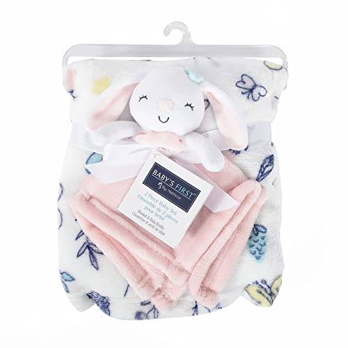 Baby’s First by Nemcor 2 Piece Baby Blanket and Buddy Set, 30x40" Security Blanket and Plush Teething for New Born and Infant, Pink Bunny