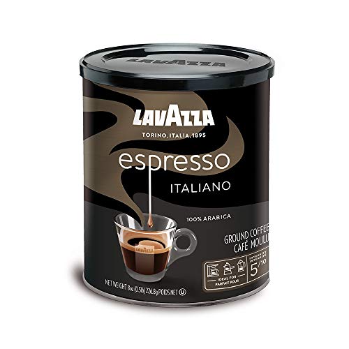Lavazza Espresso Italiano Ground Coffee Blend, Medium Roast, 8-Oz Cans,Authentic Italian, Blended And Roasted in Italy, Non-GMO, 100% Arabica, Rich-bodied