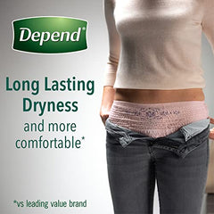 Depend FIT-FLEX Incontinence Underwear for Women, Maximum Absorbency, Large, Blush, 17 Count