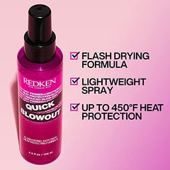 Redken Quick Blowout Heat Protection Spray for All Hair Types | Reduces blow dry time | Blowdry spray,125ml.