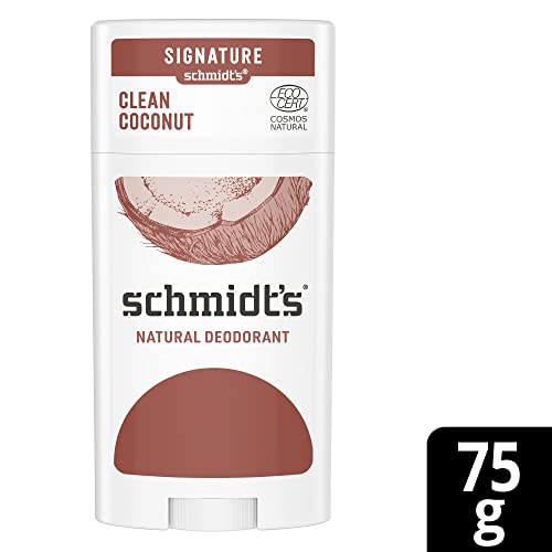 Schmidt's Deodorant Natural Stick for Women and Men Clean Coconut with 48 Hour Protection, No Aluminum Salts, Cruelty-free, Vegan Deodorant 75 g