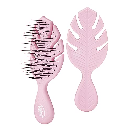Wet Brush Go Green Mini Detangler, Pink - Detangling Travel Hair Brush - Ultra-Soft IntelliFlex Bristles Glide Through Tangles with Ease - Gently Loosens Knots - Minimize Pain, Split Ends and Breakage