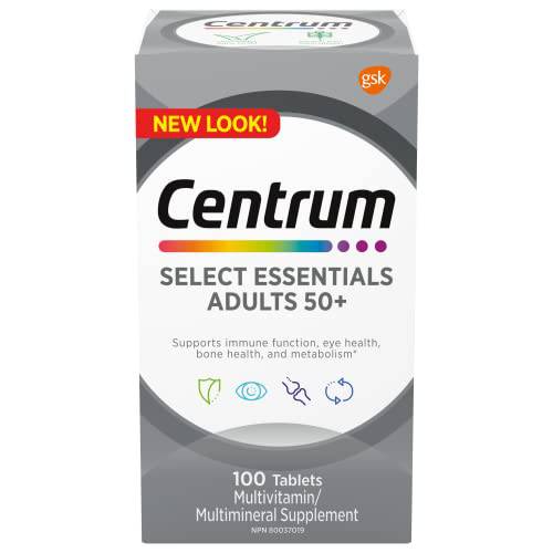 Centrum Adult Select Essentials Mulitvitamins/Minerals Supplement for Men & Women 50 Plus, 100 Tablets