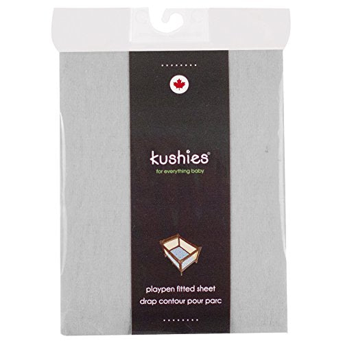 Kushies Pack N Play Playard Sheet, Soft 100% breathable cotton flannel, Made in Canada, Grey