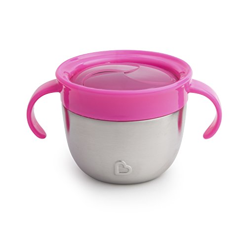 Munchkin® Snack+™ Stainless Steel Snack Catcher with Lid, 9 Ounce, Pink, 1 Pack