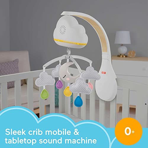 Fisher Price Sound Machine Calming Clouds Mobile & Soother Convertible Crib to Tabletop with Music & Lights for Newborn to Toddler