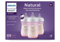 Philips Avent Natural Baby Bottle With Natural Response Nipple, Pink, 9oz, 3 pack, SCY903/13
