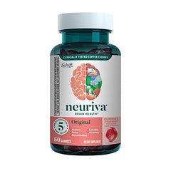 NEURIVA Original Brain Supplement for Memory, Focus & Concentration + Learning & Accuracy with Clinically Tested Nootropics Phosphatidylserine and Neurofactor, Caffeine Free, 50ct Strawberry Gummies