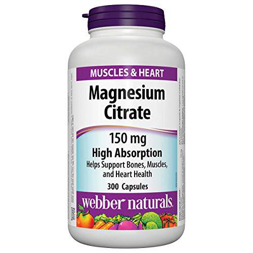 Webber Magnesium Citrate Capsules (150mg), 300 Capsules (Value Pack)