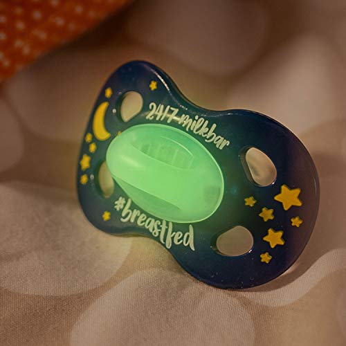 Medela Baby Pacifier | Day and Night Glow in the Dark | 6-18 Months | 2-Pack, Lightweight | BPA-Free | Supports Natural Suckling | Eat Local and 24/7 Milkbar