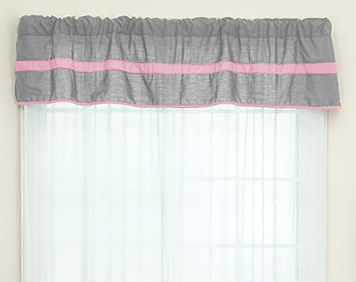 Baby Doll Bedding Solid Stripe Window Valance, Grey/Pink