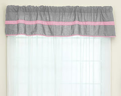 Baby Doll Bedding Solid Stripe Window Valance, Grey/Pink