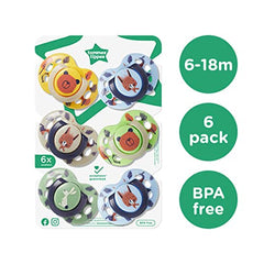 Tommee Tippee Fun Style Pacifiers, Symmetrical Design, BPA-Free Silicone, 6-18m, 6 Count