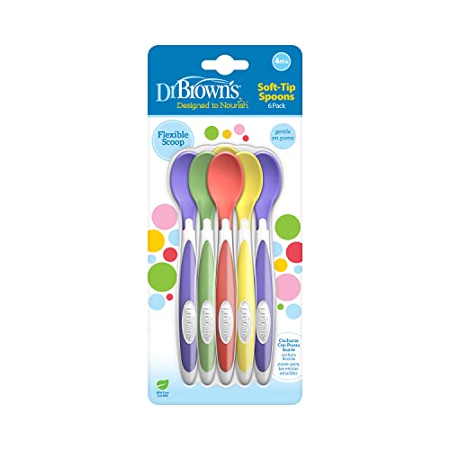 Dr. Brown's Soft-Tip Toddler Feeding Spoons, 6 Pack, Multi