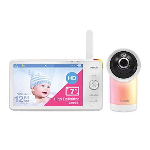 VTech 1080p Smart WiFi Remote Access 360 Degree Pan & Tilt Video Baby Monitor with 7” High Definition 720p Display, Night Light, RM7766HD