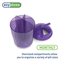 EZY DOSE Vitamin Organizer, 6 Large Compartments, 30-Day Vitamin and Medicine Storage, Purple