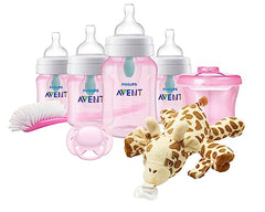 Philips Avent Anti-colic Baby Bottle with AirFree Vent Newborn Gift Set With Snuggle, Pink, SCD307/02