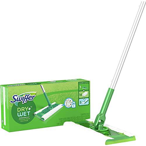 Swiffer Sweeper 2-in-1, Dry and Wet Multi Surface Floor Cleaner, Sweeping and Mopping Starter Kit - Zecoya