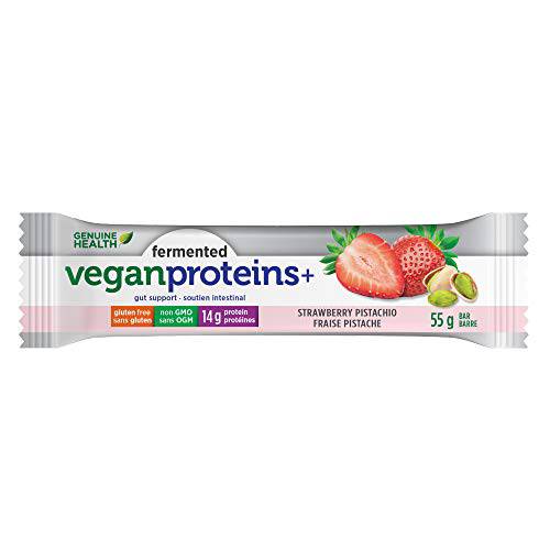 Fermented Vegan Proteins+ Bar, Strawberry Pistachio, 14g Protein, Gluten Free