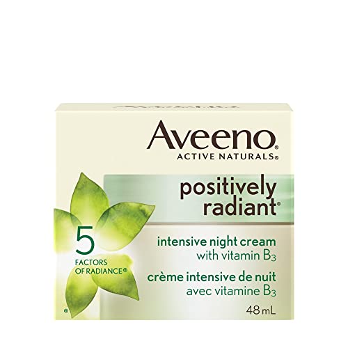 Aveeno Night Cream, Positively Radiant Intensive Brightening Face Moisturizer, 48 mL