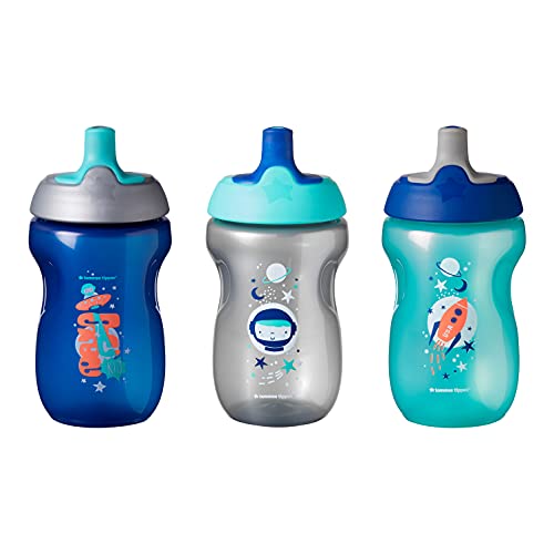 Tommee Tippee Sportee Water Bottle for Toddlers Spill-Proof Playful & Colorful Designs Easy to Hold Design - Blue & Green - 10 oz