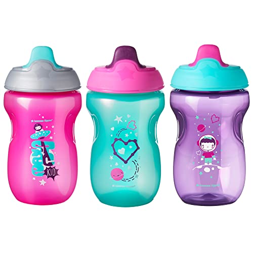 Tommee Tippee Non-Spill Toddler Sippee Cup, 9+ Months, 10 Oz, 3 Count, Girl