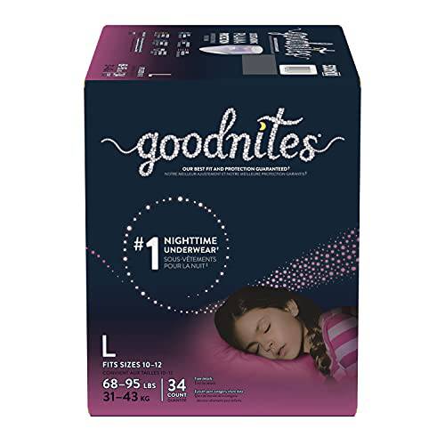 Huggies Goodnites Girls Bedwetting Night Time Underwear, Goodnites, L (68-95 lb.), 34 Ct