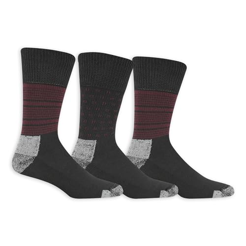 Dr. Scholl's Men's Advanced Relief Blisterguard Socks - 2 & 3 Pair Packs - Non-Binding Cushioned Moisture Management, Black, Red Stripe, 7-12