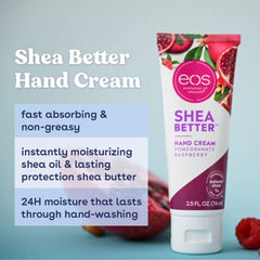 eos Shea Better Hand Cream, Pomegranate Raspberry, Natural Shea Butter, 24HR Hydration, 74ml