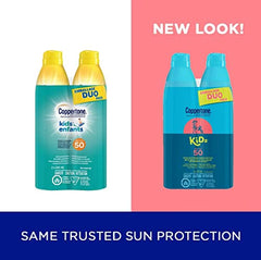 Coppertone Kids Sunscreen Continuous Spray Spf 50 Duo Pack (2 X 222 ml.), Hypoallergenic Sun Protection for Children, Water Resistant Face and Body Spray for Kids,Spray Value Pack, 444 ml.