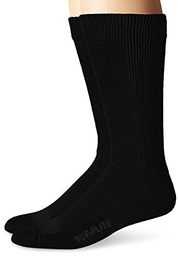 Top Flite Men's Diabetic Non-Binding Cushion Ultra Dri Mid Calf Socks 2 Pair Pack, Black, One Size