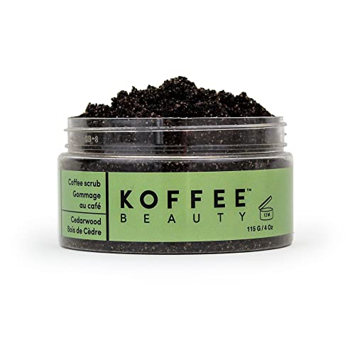 Koffee Beauty Cedarwood Coffee Scrub - Exfoliating Body And Face Scrub - Polish, Smooth Skin with Ease - Invigorate Senses with Cedarwood Fragrance Formula - Natural Treatment for Cellulite - 115 g