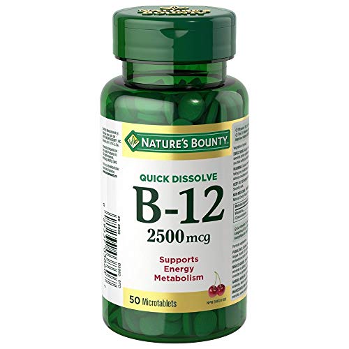 Nature's Bounty Vitamin B12 Supplement, Supports Energy Metabolism, 2500mcg, 50 Microtablets
