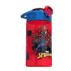 Zak Designs Marvel Spider-Man Kids Water Bottle with Spout Cover and Carrying Loop, Durable Plastic, Leak-Proof Water Bottle Design for Travel (16 oz, Non-BPA)