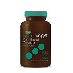 Nature's Way NutraVege Plant-based Omega-3 VeggieGels – Vegan-friendly Omega-3 Supplement with 500mg EPA + DHA – Fresh Mint Flavour – Supports Healthy Heart, Eyes and Brain Function in Adults, 30 Softgels