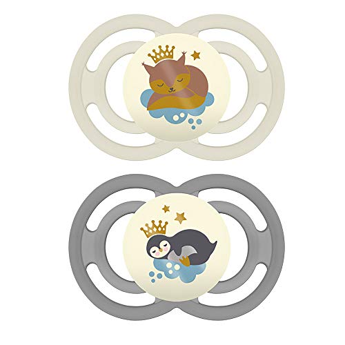 MAM MAM Perfect Night Pacifiers, Glow in the Dark Pacifiers (2 pack), MAM Pacifiers 16 Plus Months, Best Pacifier for Breastfed Babies, Unisex Baby Pacifier