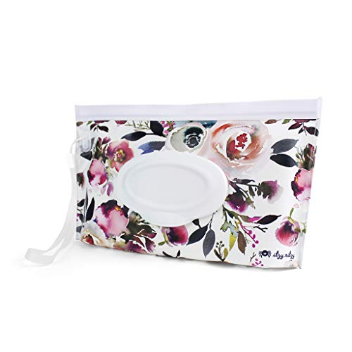 Itzy Ritzy Reusable Wipe Pouch – Take & Travel Pouch Holds Up To 30 Wet Wipes, Includes Silicone Wristlet Strap, Floral
