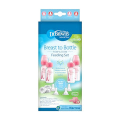 Dr. Brown's Options+ Slow Flow Preemie and Newborn Anti-Colic Bottle Set with 4oz Bottles and HappyPaci - Pink