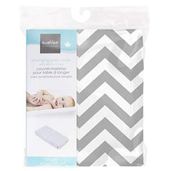 Kushies Baby Contour Change Pad Cover Ultra Soft 100% Cotton Flannel, Made in Canada, Grey Chevron